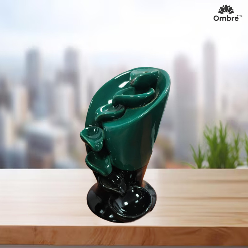 Ombre Ceramic Smoke Backflow Fountain Design Decorative. Rooms., Home, Office, Festival, Temple, Yoga Room, Peace and Happiness. Diffuser(Black, Green)