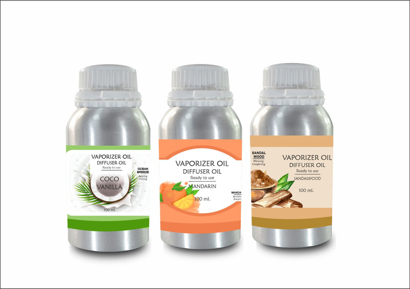 Veena Combo Extra Strong Coco Vanilla, Oudh, Mandarin Aroma Oil Diffuser 100 ml Room, Garden, Bedding Room, Office, Bar Fragrance Diffuser(Multicolor)