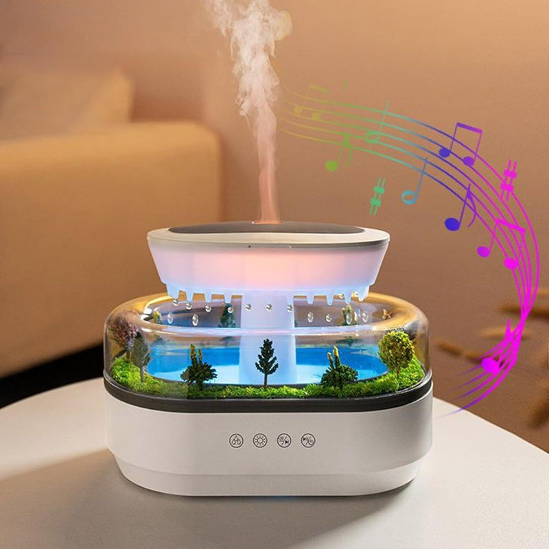 Inditradition Musical Rain Drops Aroma Diffuser Humidifier & Home with Inbuilt Soothing Music Home Diffuser(White)