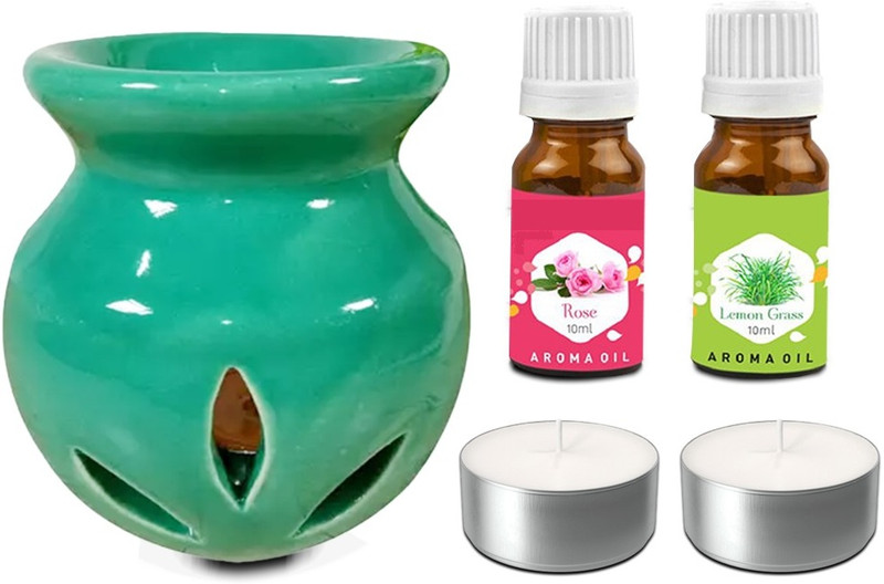 PEEPRESION New Green Home Air Freshener With Rose & Lemongrass Scented Aroma Oil(10ml Each) Home, Office, Spa, Hotel, Club, Studio, Parlour Diffuser(Green)