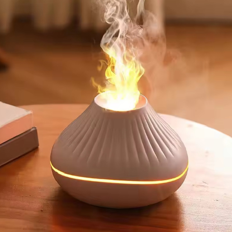 Inditradition Volcano Humidifier for Room with a Crystal Ball Ultrasonic Essential Oil Aroma Home & office Diffuser(White)