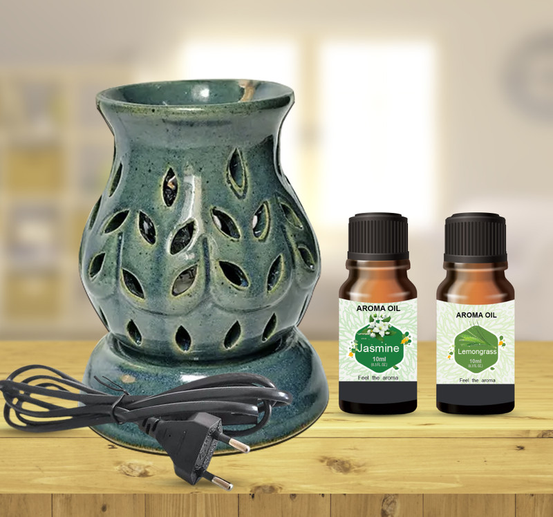 PEEPRESION Fragrance diffuser With Jasmine & Lemongrass Aroma Oil ( 10ml Each ) Fragrance Your Home, Office, Hotel, Conference Hall, Study Table, Parlour, Dinning Table, Yoga Diffuser(Green)