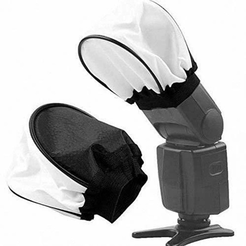 MILLETS Universal Soft Mini Bounce Diffuser Cap for on/Off Camera Flash Gun(Pack of 2) Falsh Diffuser(Black, White)