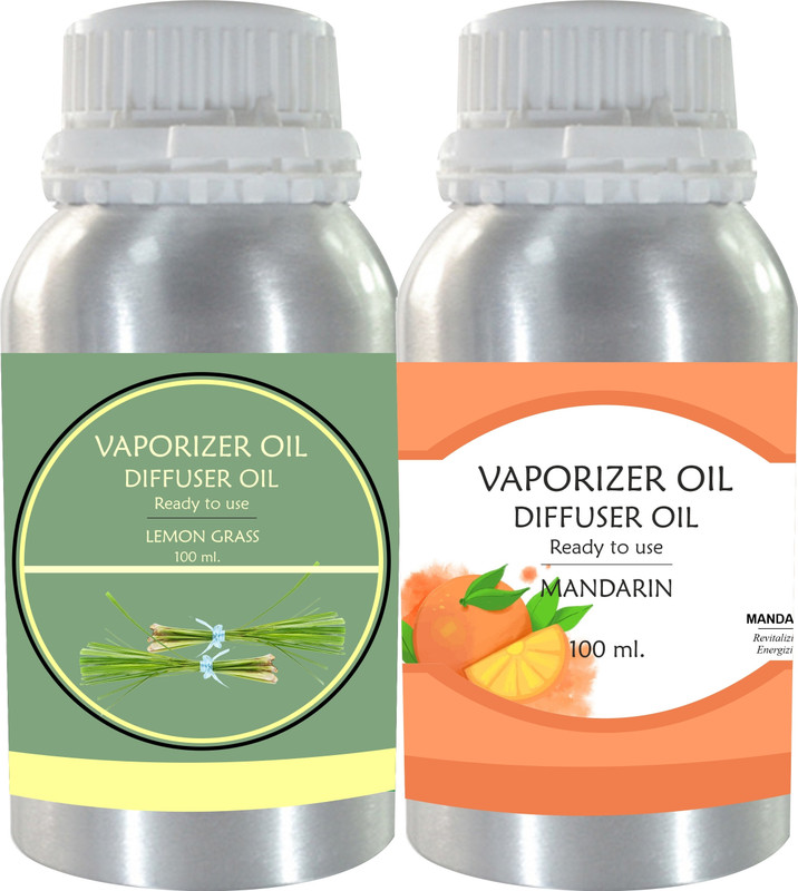 Veena Combo Lemongrass & Mandarin Aroma Diffuser Oil, 100ml Long-Lasting Fragrance Room, Garden, Bedding Room, Office, Bar Fragrance Diffuser(Multicolor)