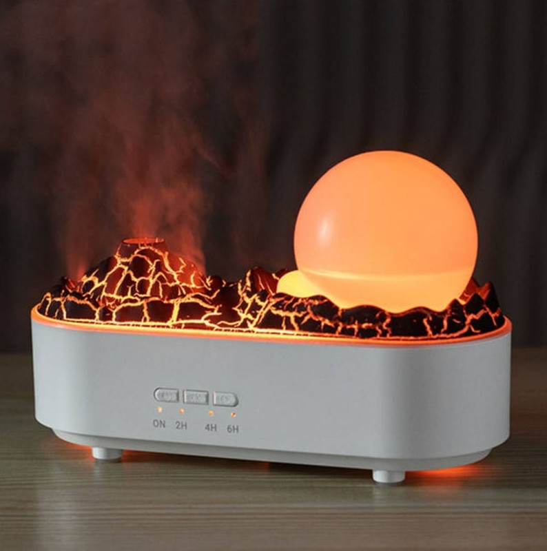 Inditradition Plastic Crystal Ball Shape Volcano Flame Aromatherapy Humidifier 200ml Tank Home & office Diffuser(White, Red)