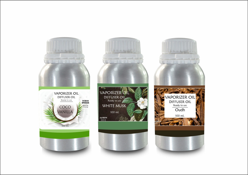 Veena Combo Extra Strong White Musk, Coco Vanilla, Oudh Aroma Oil Diffuser 100 ml Room, Garden, Bedding Room, Office, Bar Fragrance Diffuser(Multicolor)
