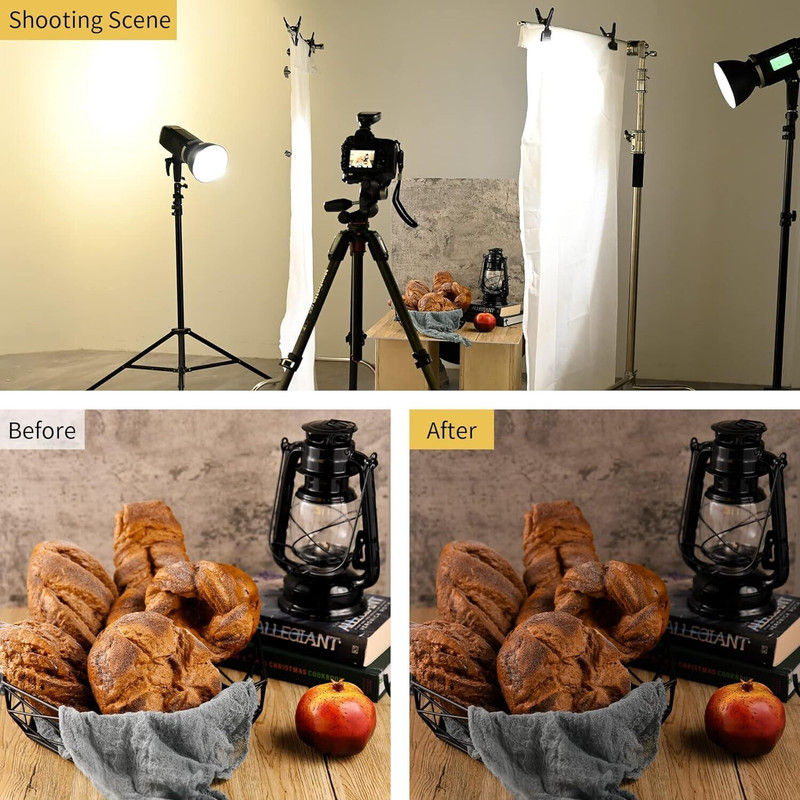 MILLETS 12x5.5 feet/3.6x1.7 Meters Nylon Silk White Seamless Diffusion Fabric Still Photographey Diffuser(White)