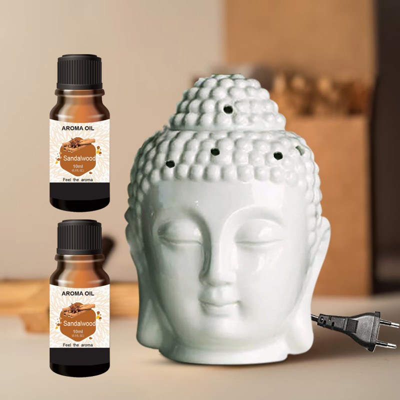 PEEPRESION Air Freshner Electric Buddha Diffuser & 2 Bottel Scented Sandalwood Aroma Oil (10ml Each), Fragrance Your Home, Hotel, Bedroom, Club, Office, Relaxation, Body, Mind,Stress. Diffuser(White)