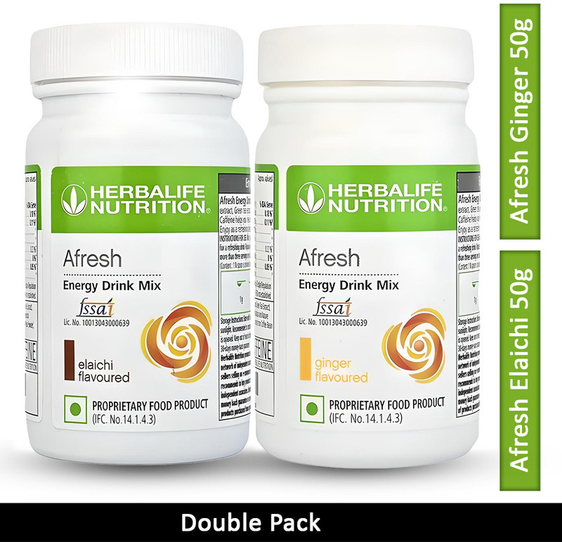 HERBALIFE Double Pack | Afresh Ginger 50g, Afresh Elaichi 50g Ginger, Elaichi Powder(150 g, Pack of 2)