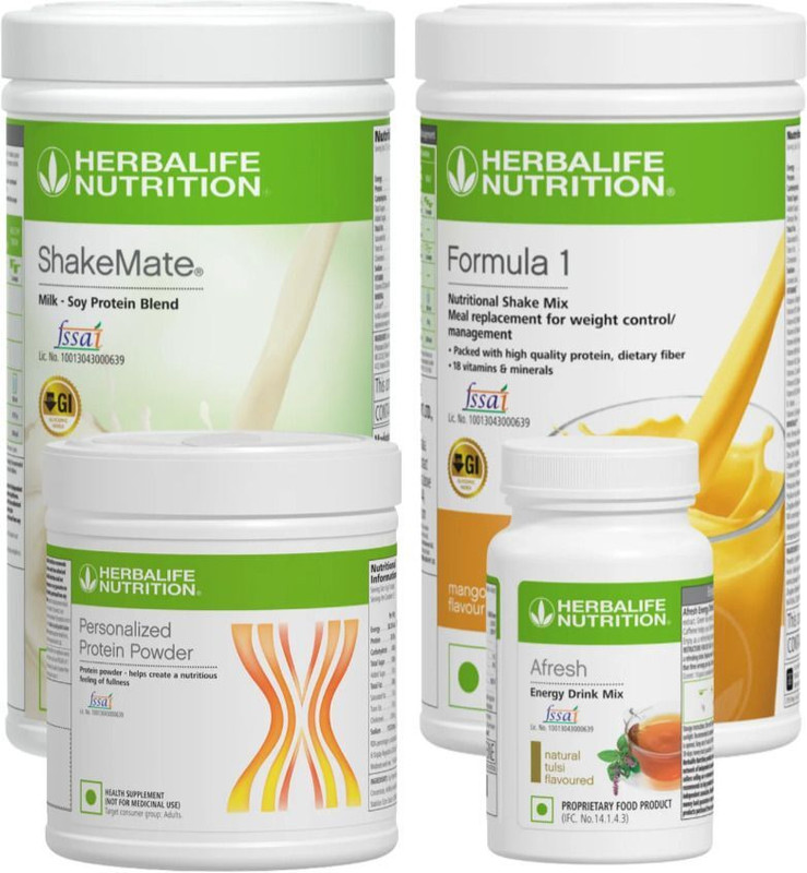 HERBALIFE Formula-1 Mango Shake,Protein powder-200g , Afresh-TULSI, With Shakmate,COMBO | MANGO, TULSI Powder(1250 g, Pack of 4)