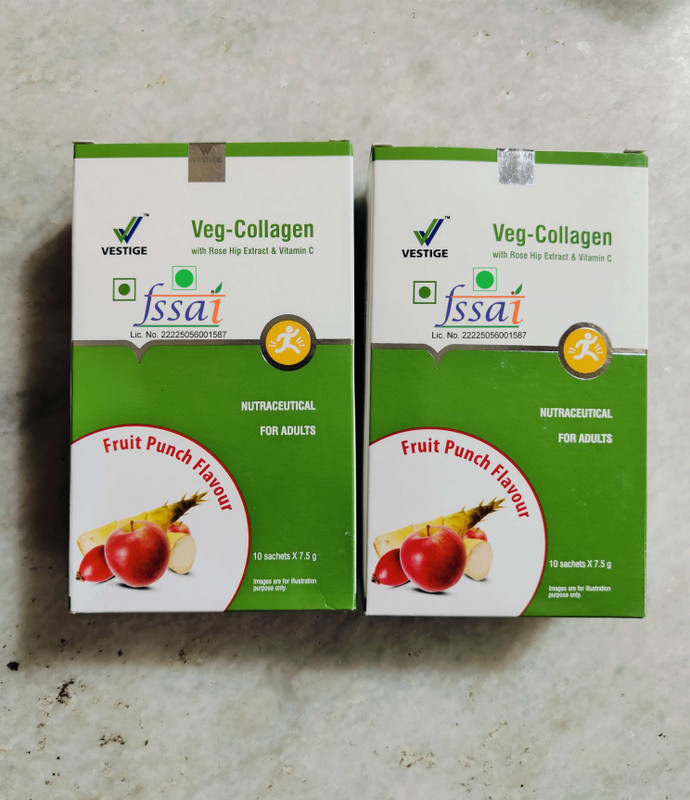 veslim VESTIGE VEG COLLAGEN POUCH 10*7.5gm ROSE FLAVOUR Powder(150 g, Pack of 2)
