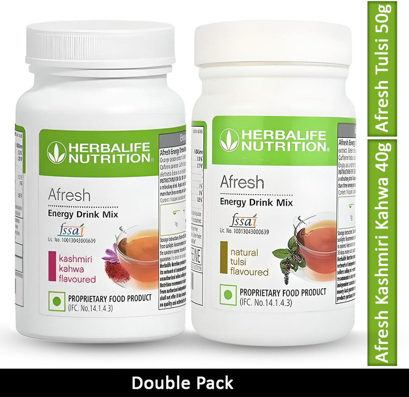 HERBALIFE Double Pack | Afresh Kashmiri Kahwa 40g, Afresh Tulsi 50g Kashmiri Kahwa, Tulsi Powder(150 g, Pack of 2)