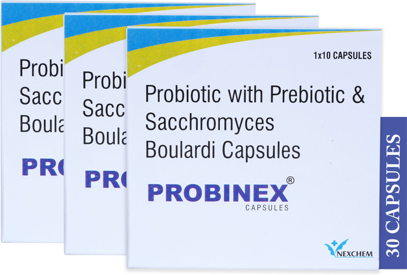PROBINEX Probiotic with Prebiotic & Sacchromyces Boulardi No Capsules(30 No, Pack of 3)