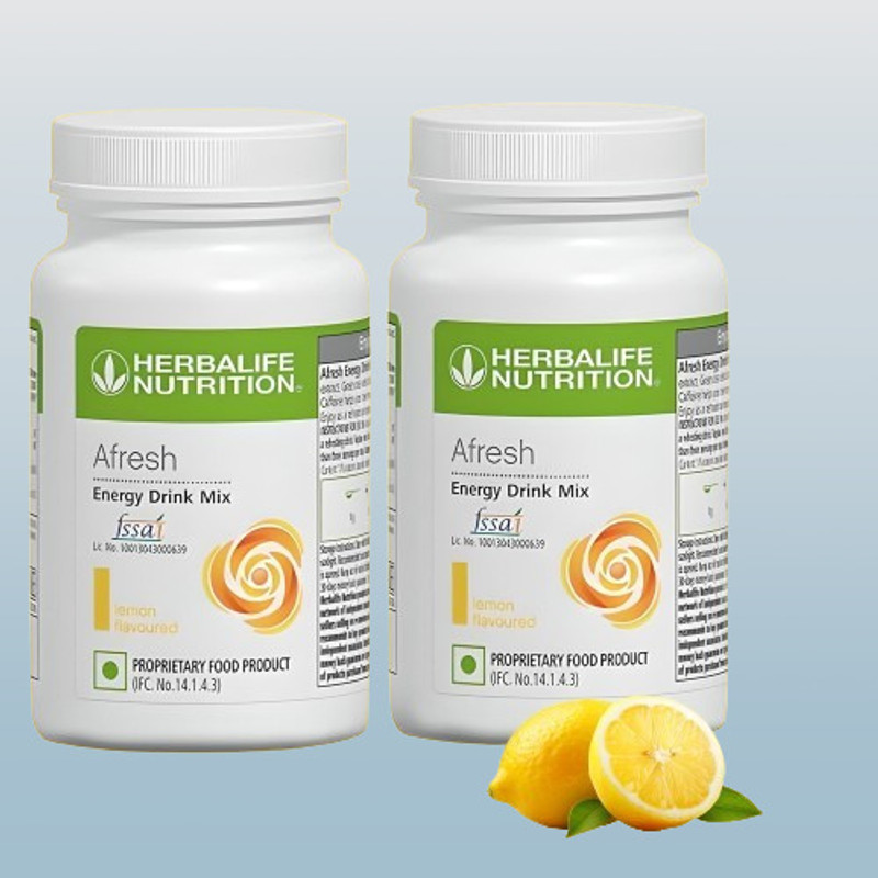 HERBALIFE Afresh Lemon Flavour Energy Drink Mix 50g | Refreshing Daily Energy,PO2 LEMON FLAVOUR Powder(100 g)