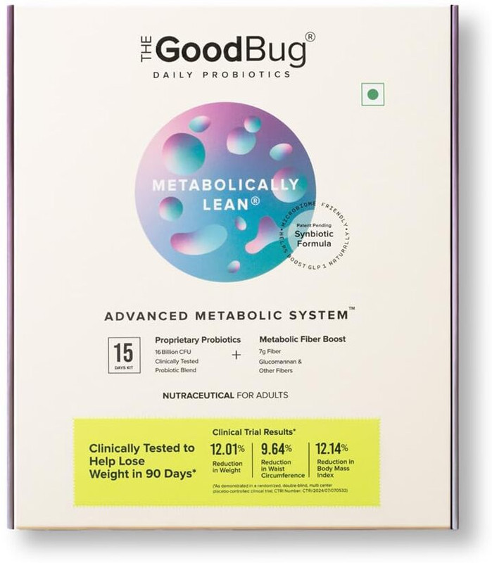 The Good Bug Advance Metabolic System Probiotic + Prebiotic Fiber For Weight Management Lemon Powder(60 No, Pack of 60)