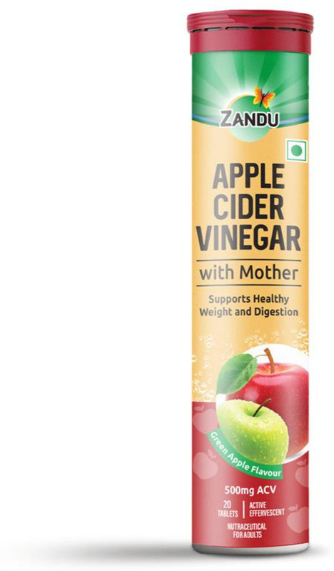 ZANDU Apple Cider Vinegar Effervescent 20 Tabs Supports Digestion & Weight Management(20 Tablets)