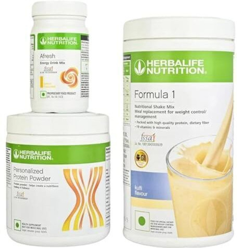 Herbalife Nutrition Nutrition Weight Loss Supplement Formula 1 Kulfi Flavor, Protein Powder, Afresh Ginger Powder(750 g, Pack of 3)
