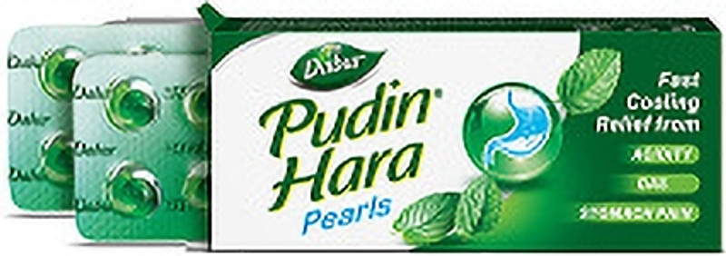 Dabur Pudin Hara Pearls (10 Each)| Effective Cooling Relief from Gas, Indigestion Pudina Capsules(20 No)
