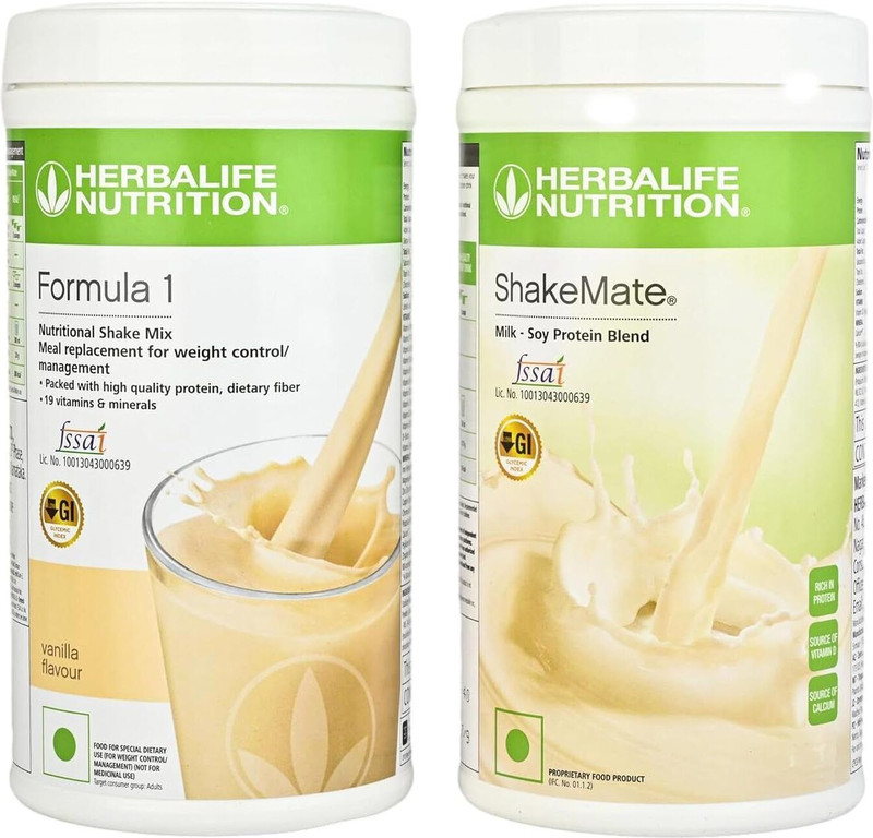 HERBALIFE SHAKeMate with Formula 1 Vanilla flavor (1000 gm) Vanilla, Unflavored) | VANILLA Powder(500 g, Pack of 4)