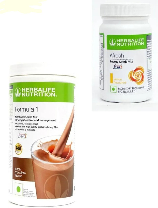 HERBALIFE CHOCOLATE SHAKE WITH LEMON AFRESH ENERGY DRINK COMBO IN ONE PACKING CHOCOLATE, LEMON Powder(550 g, Pack of 2)