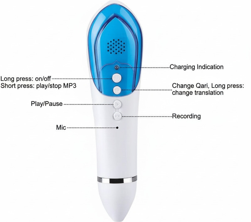 MHA export Digital Quran Read Pen with Al| Word-by-Word Translation & Recitation(White)