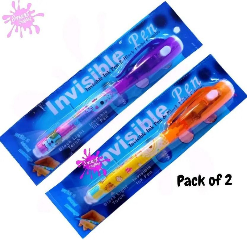Bassonic Invisible Ink Magic Pen with UV Light For Kids Multi-functions Uses Digital Pen((Pack of 2, Ink Color - Invisble)