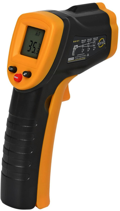 RCSP Digital Laser Infrared Thermometer Gun, Non-Contact Temperature Scanner -50°C to -550°C(-58°F to 1022°F) IR for Industrial, Kitchen Cooking, Ovens Thermometer(BLACK YELLOW)