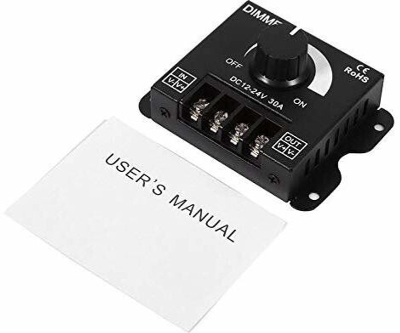 GoodsBazaar LED Switch Dimmer Controller for Led Strip Single Color LED Strip Lighting Lamp 30 A Rotary Dimmer(Black)