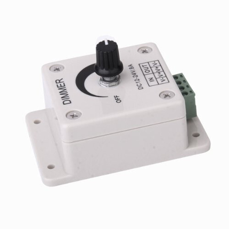REVALS Dimmer LED Light Switch Dimming Brightness Controller 12 V to 24v 8A 8 A Rotary Dimmer(White)