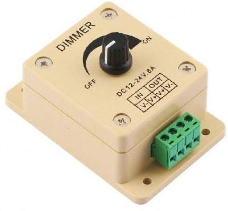 Trilok 12V-24V 8A Adjustable Dimmer Switch For Single LED Strip 8 A Rotary Dimmer(pastel colour of yellow)