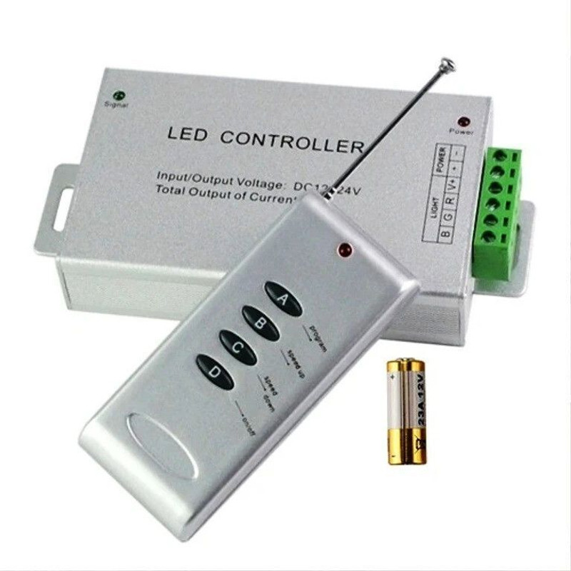 BALRAMA Aluminum Case RGB Strip Light LED Pixel Controller DC 12-24V Wireless RF Remote 10 A Toggle Dimmer(Silver)