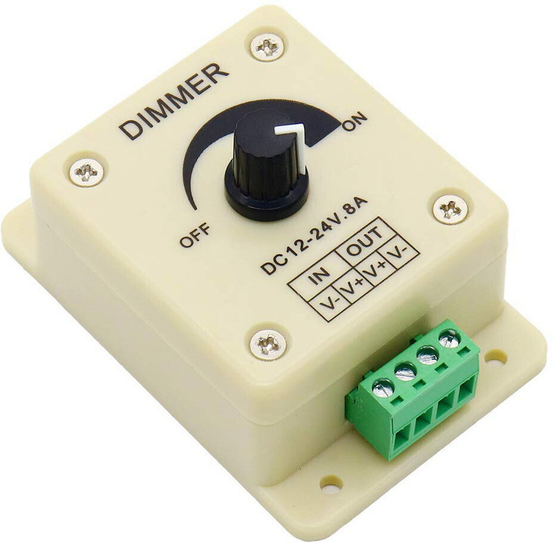 VISHWA DC 12V 24V 8A Adjustable Dimmer Switch Control LED Driver Power Supply Controler 3 A Step Dimmer(White)