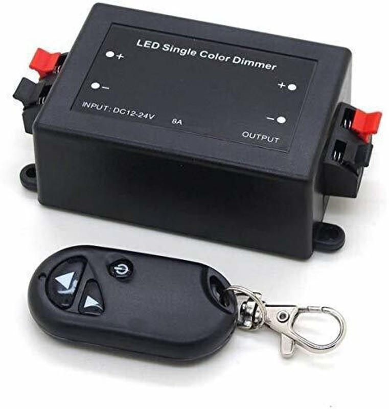 GoodsBazaar Wireless Remote LED Light Dimmer Controller 12V-24V DC 96W Adjust Brightness 8 A Rotary Dimmer(Black)