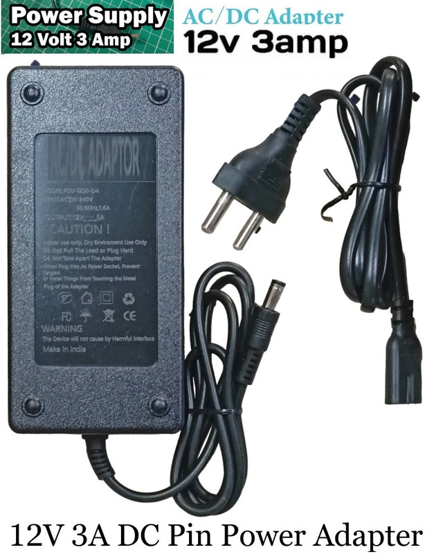 GoodsBazaar 12 Volt 1 Amp SMPS Metal Power Supply Transformer Adaptor Charger AC to DC 12v 1 A Step Dimmer(Black)