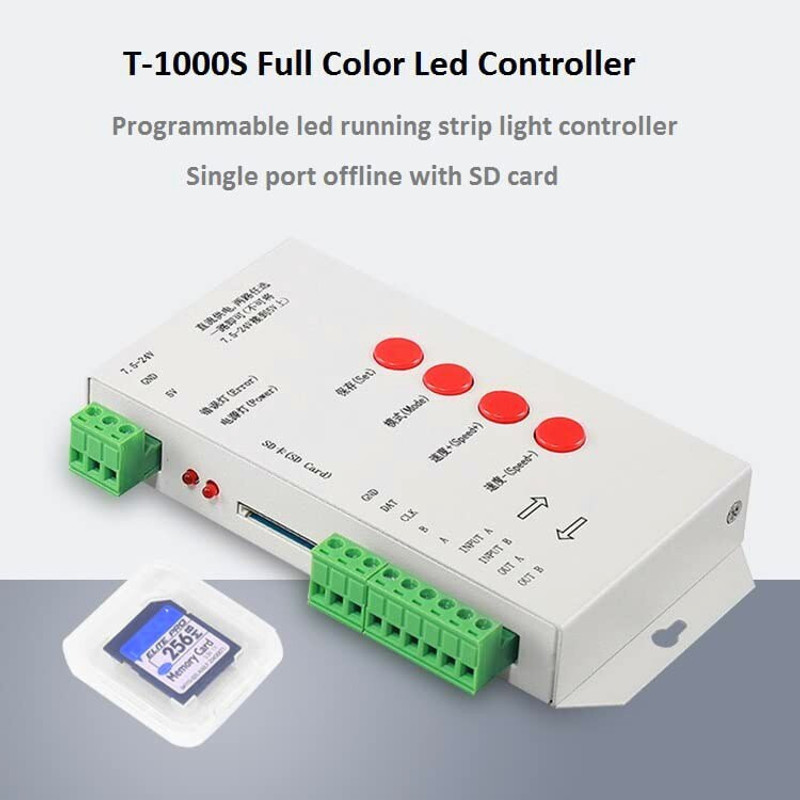 BALRAMA T-1000S DC5-24v Programmable Pixel Controller RGB LED Strip Light with SD Card 30 A Step Dimmer(IVORY)