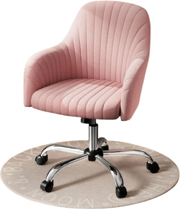 Oakcraft Velvet Desk Chair for Home Office, Adjustable Swivel Task Chair Modern Computer Fabric Dining Chair(Set of 1, Finish Color - Pink)