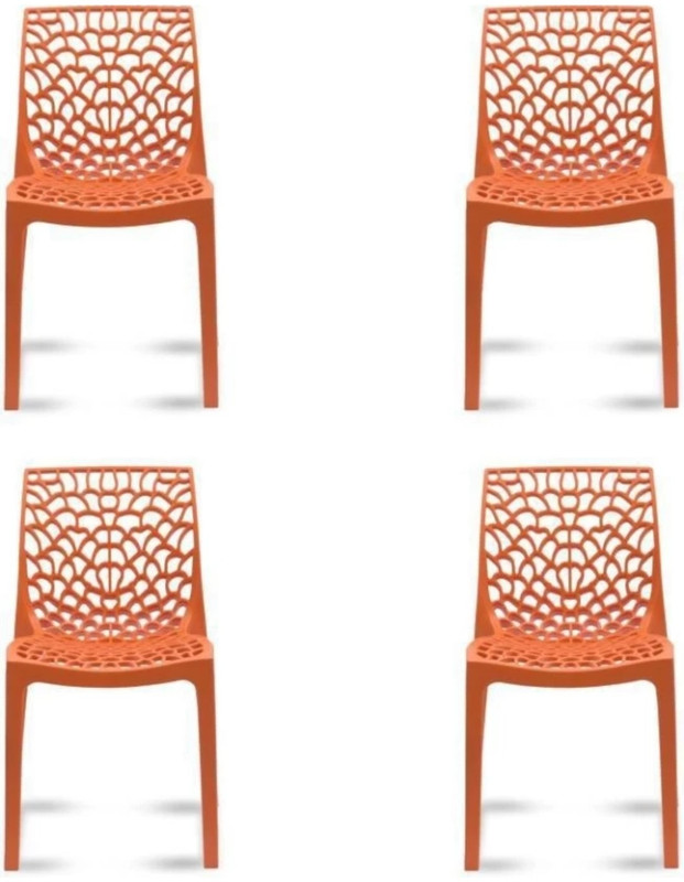 PGC Plastic Dining Chair(Set of 4, Finish Color - Orange)