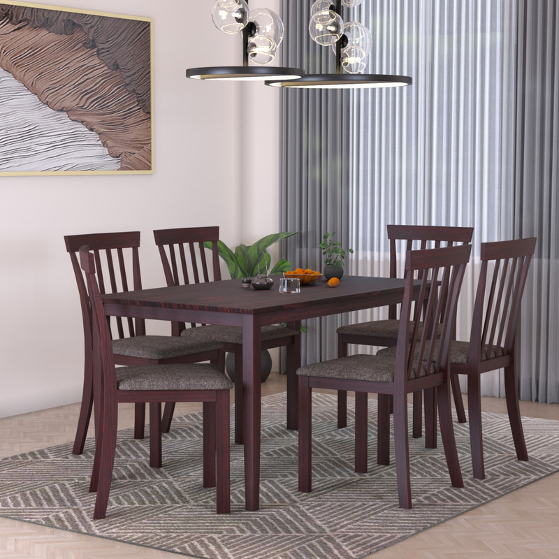 Flipkart Perfect Homes Houston Solid Wood 6 Seater Dining Set(Finish Color -Wooden Brown & Coffee, Knock Down)