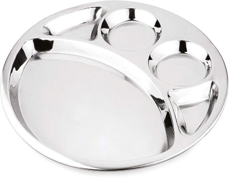 PRABHA Stainless Steel BANGLA BHOJAN THAL SMALL 1 Pcs, Plates For Home & Kitchen Dinner Set(Silver)
