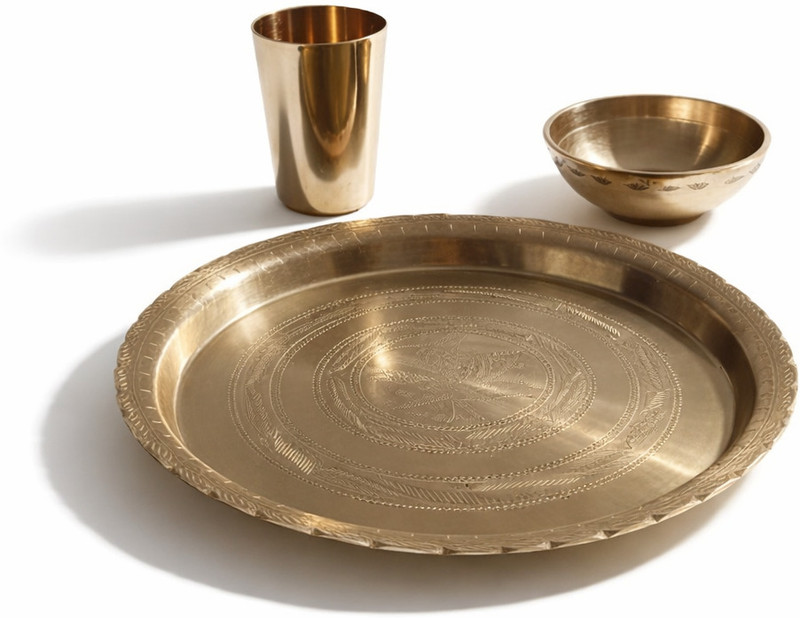 Qannopi Bronze Qannopi Traditional Essential Dining Set Dinner Set(Gold)
