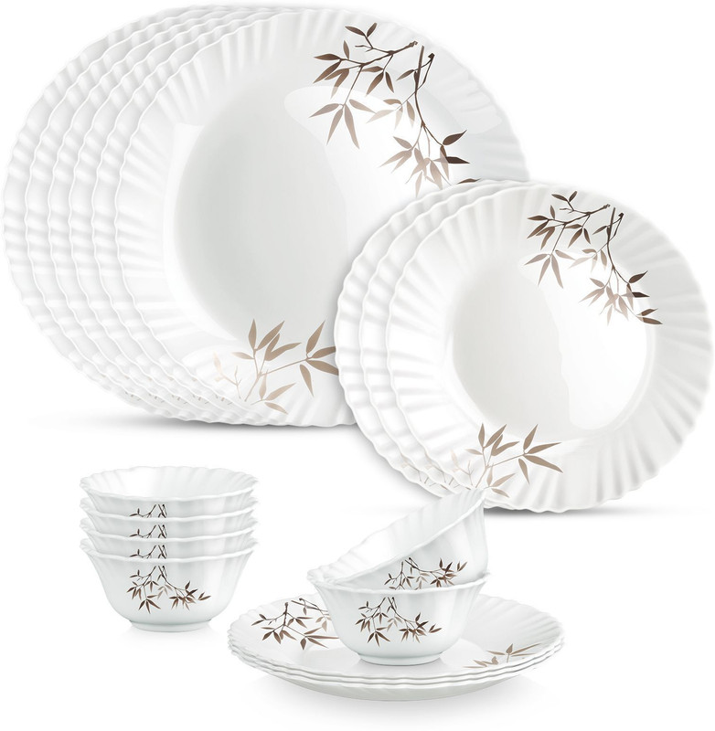 TREO Pack of 6 Opalware Dinner Set of 6 | Serving for 2 | Dining & Gifting Dinner Set(White, Microwave Safe)