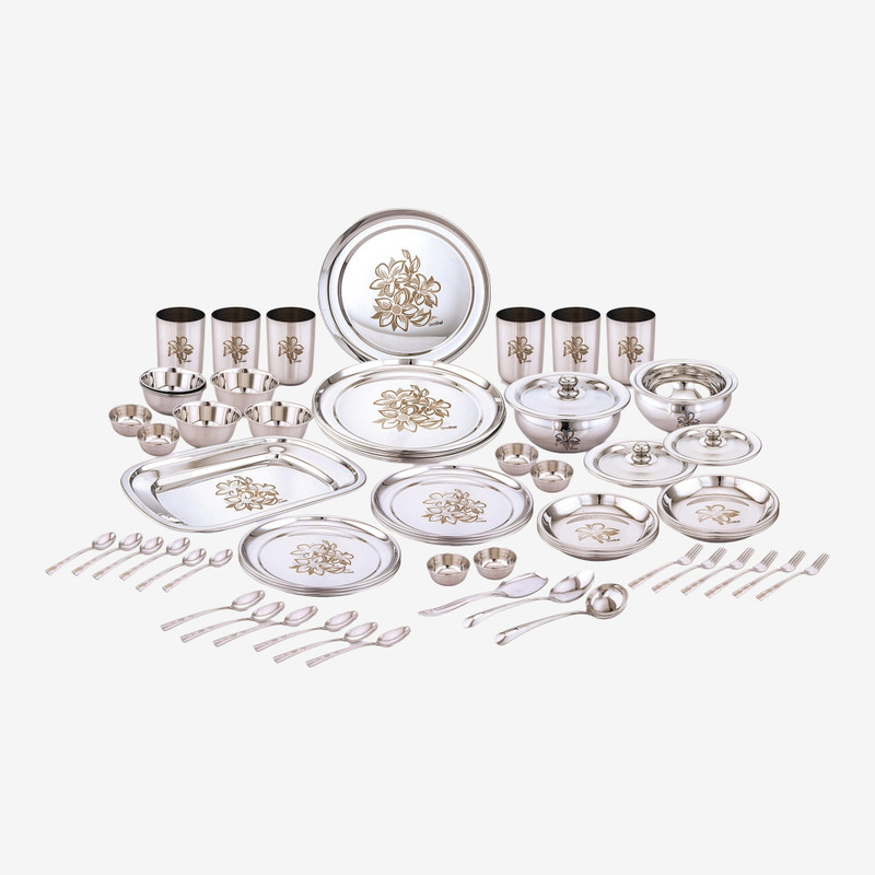 Greenchef Pack of 32 Stainless Steel Iconic Dinner Set(Steel)