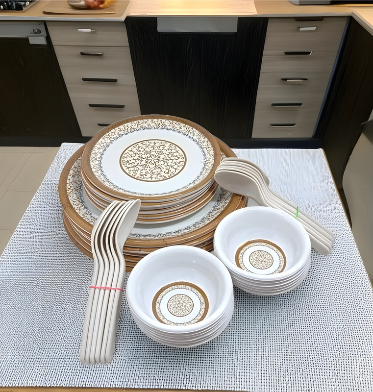 Kitchro Pack of 36 Melamin Upgrade Your Dining with our Round Dinner Set - for parties & ideal for picnics Dinner Set(Multicolor)