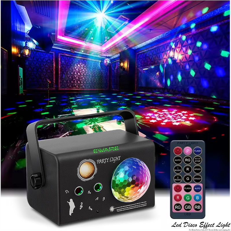 Eware DJ Party Lights with Remote- RGB Color Effects - Sound Activated LED Projector Single Disco Ball(Ball Diameter: 10 cm)