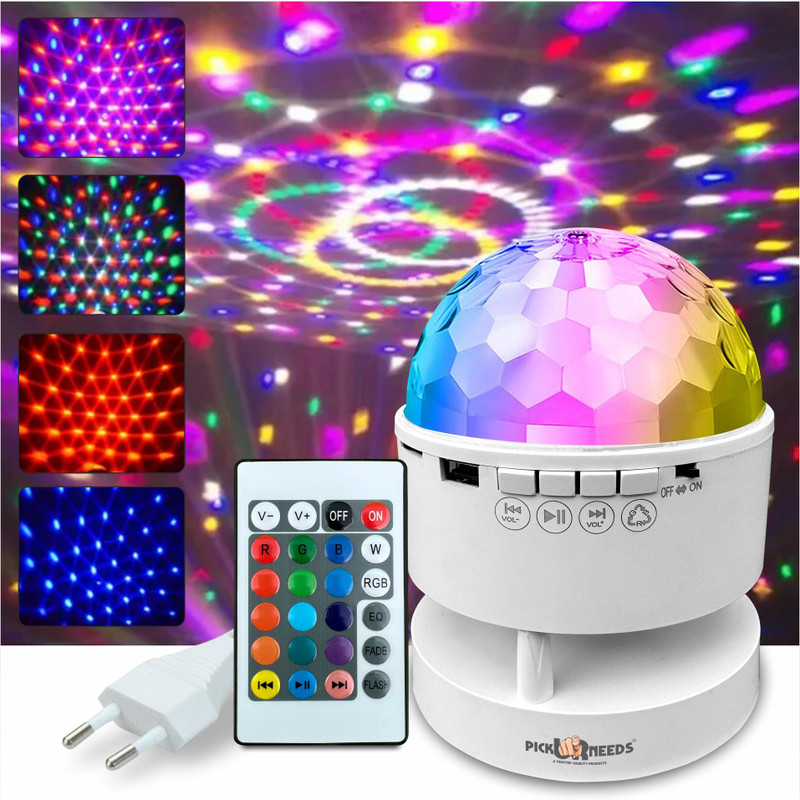 Pick Ur Needs LED Crystal Disco Night 7 RGB Light Music Player Projector Bluetooth Speaker Disco Ball Set(Ball Diameter: 12 cm)