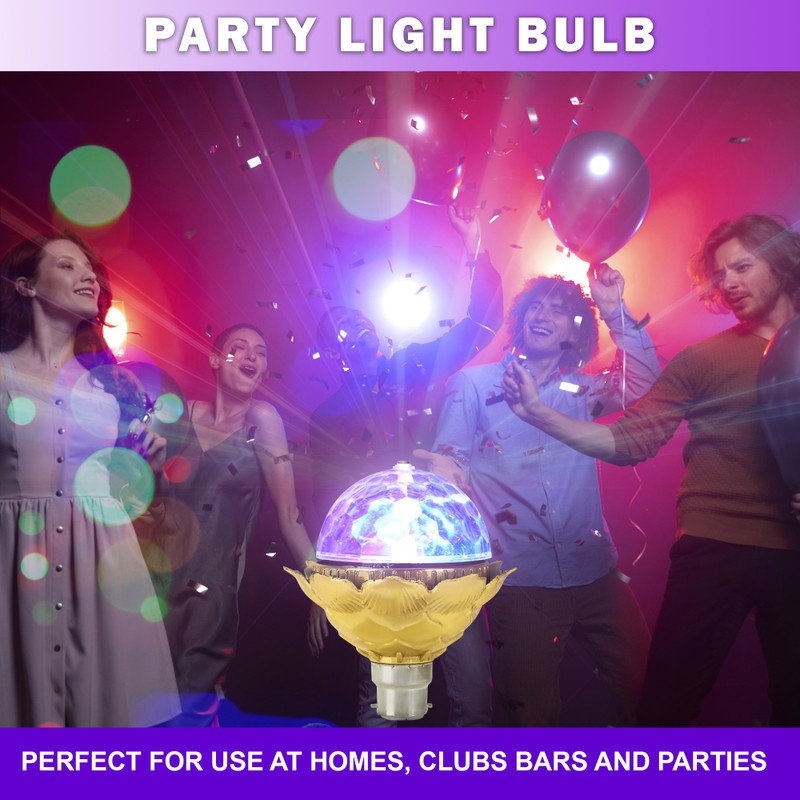 HENONIX Rotating LED Bulb | Golden Body | Multicolor Light Show for Home Parties | 1 Pc Single Disco Ball(Ball Diameter: 2.5 cm)