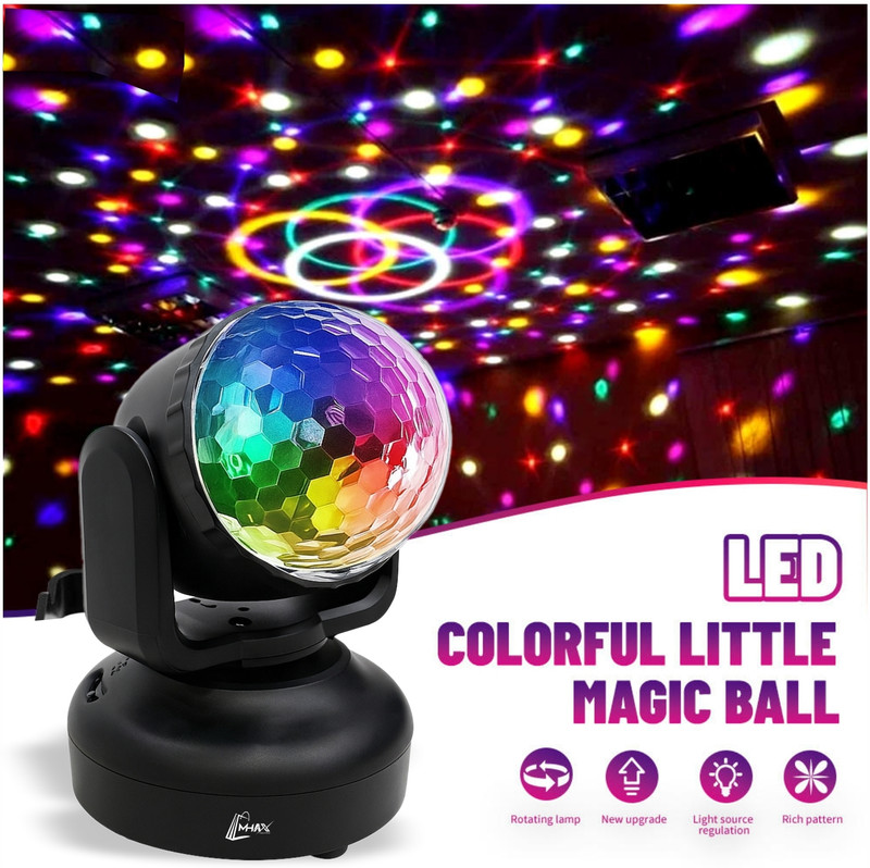 MHAX Mini RGB LED Moving Head Disco Party Light, Stage DJ Laser - 3 Adjustment Modes(50 nm, Black)
