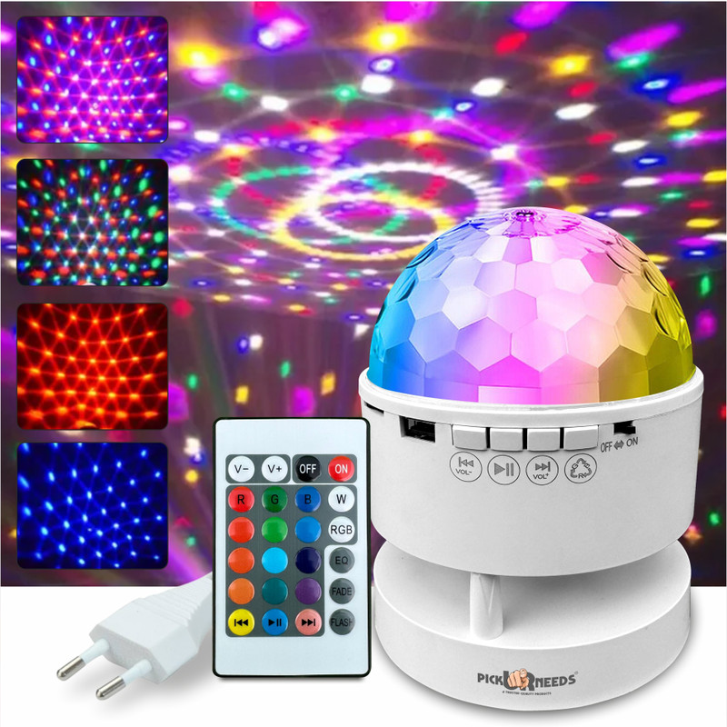 Daily Needs Shop Crystal Ball Bluetooth Speaker Stage Disco Light LED Music Bulb RGB Color Ceiling Light Ceiling Lamp(White)