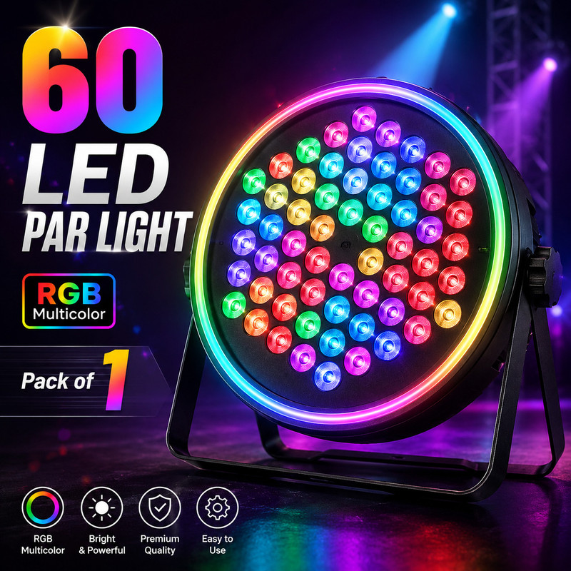 spark world SPARK WORLD 60 LED RGB PAR Light with Multicolor Ring – Pack of 1 Disco Ball Set(Ball Diameter: 24 cm)
