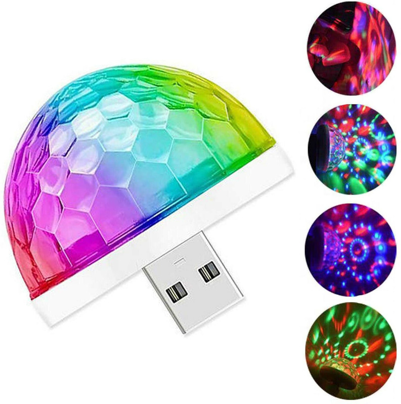 Ali Creation USB Party Light LED Small Magic Disco Ball Sound Control DJ Stage Disco for Car Disco Ball Set(Ball Diameter: 15 cm)